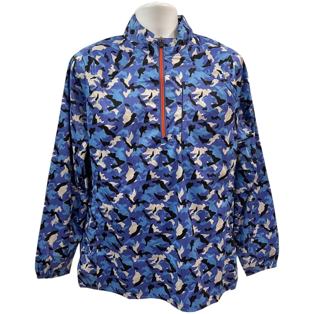 Fennec Men's Size Medium Blue Camouflage Golf 1/4 Zip Pullover Sweater Jacket